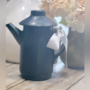 Vintage Redware Pottery Pitcher.  9”T Navy | Unique | Oriental | Mid Century